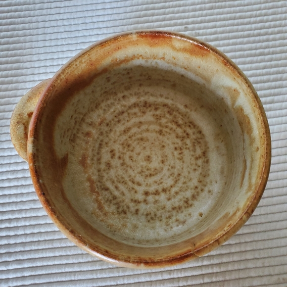 2 Handmade Pottered Bowls Vintage Pottery Brown Blue Signed 20oz - Picture 8 of 9